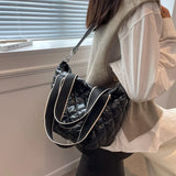 Camo Quilted Tote Bag Women Winter Handbag