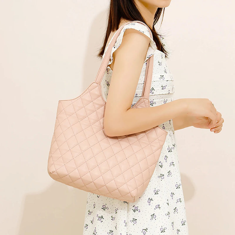 Diamond Plaid Women Shoulder Bags Solid All-match Commuter Underarm Bag