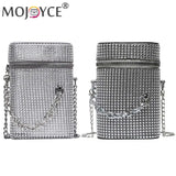 Diamond Shoulder Bag Women Leather Cylinder Bucket Drawstring Handbag