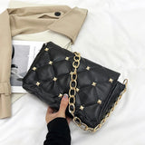 Diamond Shoulder Bags Rivet Chains Crossbody Bag Purse sac a main femme