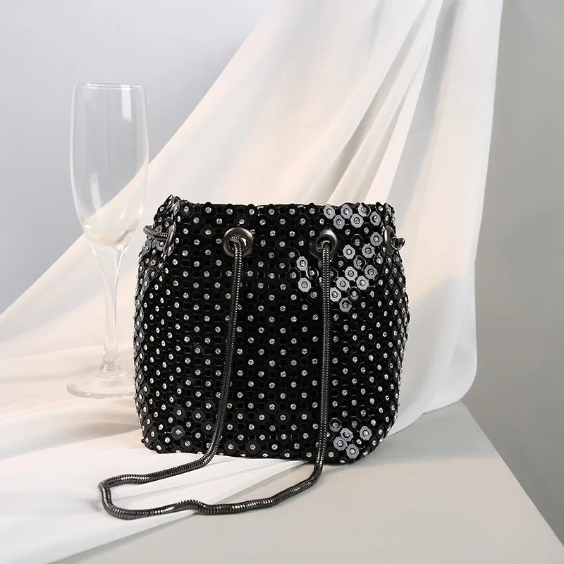Diamond Mini Chain Shoulder Purses Crystal Clutch Evening Bucket Bags