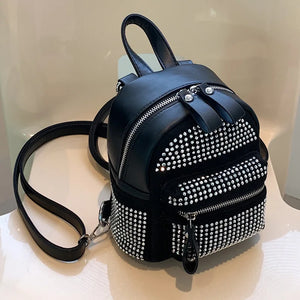 Diamond Women Backpack Small PU Leather Lady Shoulder Crossbody Bags