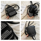 Diamond Women Backpack Small PU Leather Lady Shoulder Crossbody Bags