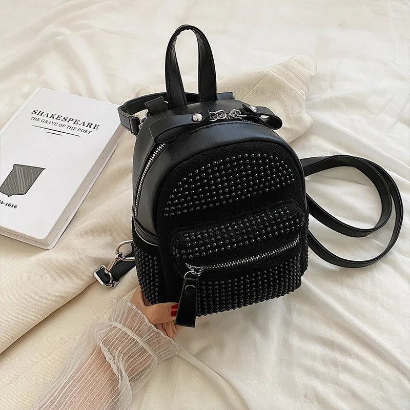 Diamond Women Backpack Small PU Leather Lady Shoulder Crossbody Bags