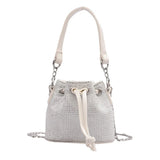 Diamonds Bucket Chain Shoulder Bags Women Rhinestones Drawstring Totes