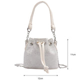 Diamonds Bucket Chain Shoulder Bags Women Rhinestones Drawstring Totes