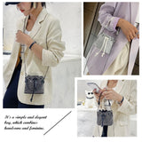 Diamonds Bucket Chain Shoulder Bags Women Rhinestones Drawstring Totes