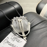 Diamonds Bucket Chain Shoulder Bags Women Rhinestones Drawstring Totes