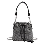 Diamonds Bucket Chain Shoulder Bags Women Rhinestones Drawstring Totes