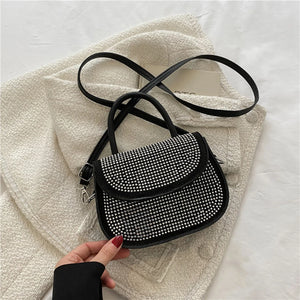 Diamonds PU Leather Shoulder Handbag Rhinestones Messenger Bags for Women
