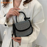 Diamonds PU Leather Shoulder Handbag Rhinestones Messenger Bags for Women