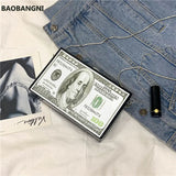 Dollar Pattern Box Bag Pu Leather Women Daily Clutch Bag