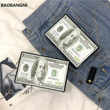 Dollar Pattern Box Bag Pu Leather Women Daily Clutch Bag