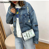 Dollar Pattern Box Bag Pu Leather Women Daily Clutch Bag