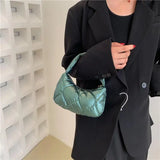 Winter Lattice Shoulder Bags Women's Solid Underarm Bags Small Purses Ins