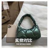Winter Lattice Shoulder Bags Women's Solid Underarm Bags Small Purses Ins