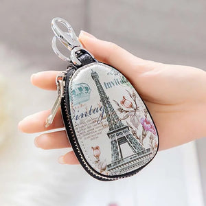 Eiffel Tower Women Girls Key Bag PU Leather Key Wallets Housekeepers Car Key Hol