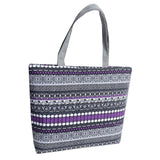 Elephant Striped Canvas Shopper Tote Handbag