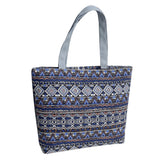 Elephant Striped Canvas Shopper Tote Handbag