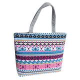 Elephant Striped Canvas Shopper Tote Handbag