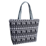 Elephant Striped Canvas Shopper Tote Handbag
