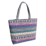 Elephant Striped Canvas Shopper Tote Handbag