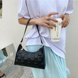 Embossed PU Leather Zipper Shoulder Bag for Women Summer