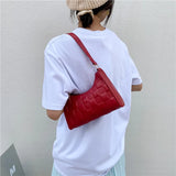 Embossed PU Leather Zipper Shoulder Bag for Women Summer