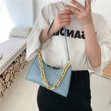 Embossed PU Leather Chain Shoulder Bag for Women Daily Clutch