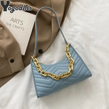 Embossed PU Leather Chain Shoulder Bag for Women Daily Clutch