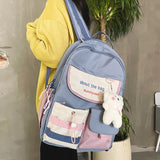 Embroidered Letter Print Women Backpack Preppy Style Backpack