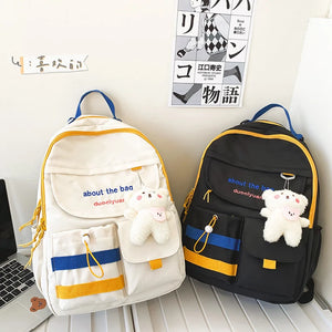 Embroidered Letter Print Women Backpack Preppy Style Backpack