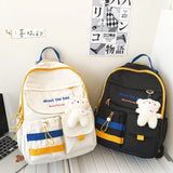 Embroidered Letter Print Women Backpack Preppy Style Backpack