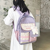 Embroidered Letter Print Women Backpack Preppy Style Backpack
