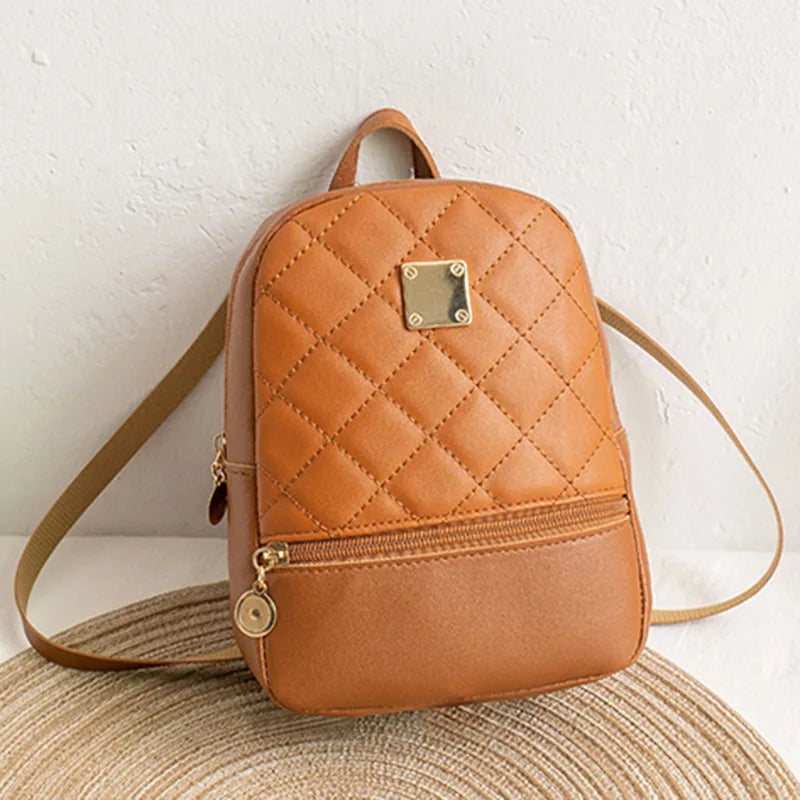 Embroidered Mini Backpack Women Bag Soft PU Leather School Backpack