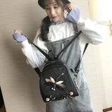 Dragonfly Embroidered Shoulder Bag Women Backpack