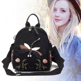 Dragonfly Embroidered Shoulder Bag Women Backpack
