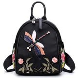 Dragonfly Embroidered Shoulder Bag Women Backpack