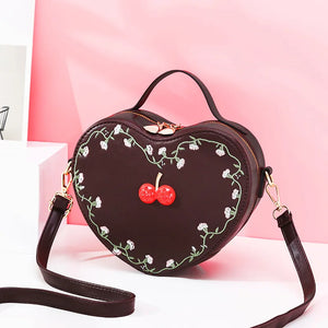 Cherry Heart Crossbody Bag Embroidered Shoulder Clutch