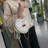 Cherry Heart Crossbody Bag Embroidered Shoulder Clutch