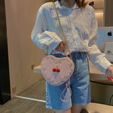 Cherry Heart Crossbody Bag Embroidered Shoulder Clutch