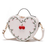 Cherry Heart Crossbody Bag Embroidered Shoulder Clutch