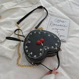 Cherry Heart Crossbody Bag Embroidered Shoulder Clutch