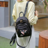 Embroidery Flower Backpack Lady Casual Solid Bagpack