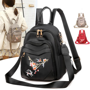 Embroidery Flower Backpack Lady Casual Solid Bagpack