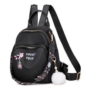 Flower Embroidery Women Backpack Large Capacity Casual Shoulder Bag for Girls