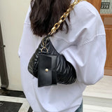 Embroidery Shoulder Bag Chain Women Bags Pu Leather Handbags Lady Underarm Bag