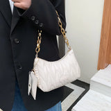 Embroidery Shoulder Bag Chain Women Bags Pu Leather Handbags Lady Underarm Bag