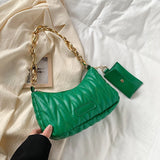 Embroidery Shoulder Bag Chain Women Bags Pu Leather Handbags Lady Underarm Bag