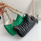 Embroidery Shoulder Bag Chain Women Bags Pu Leather Handbags Lady Underarm Bag